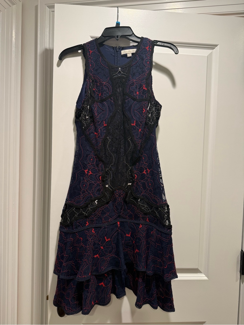 Jonathan Simkhai Navy Dress with Black Lace Accent